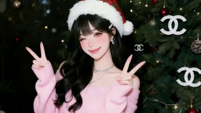 圣诞氛围甜酷美女