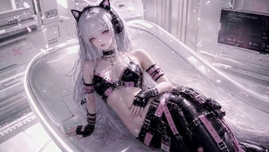 银发猫耳赛博风美少女