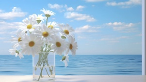 清新治愈海边小雏菊