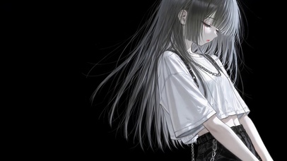 垂眸的灰发少女