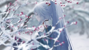 雪花飘落少女