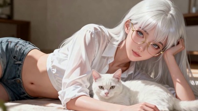 慵懒时光-白猫少女