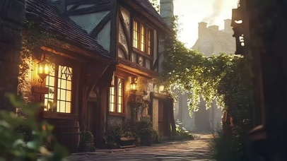 古城小镇傍晚黄昏街道