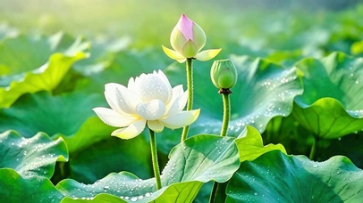 雨中荷花4K