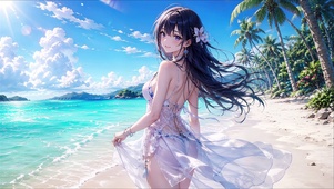 海滩动漫美女