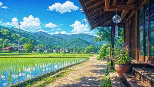 风铃与稻田