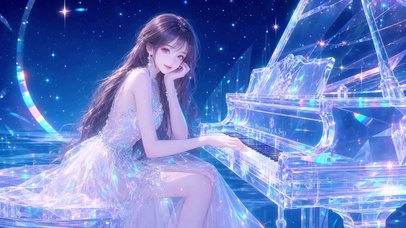 弹琴美少女