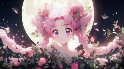 粉发动漫插画少女