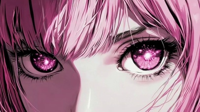 粉发动漫插画女孩