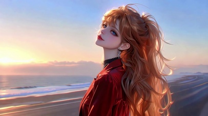 海风里的红衣少女