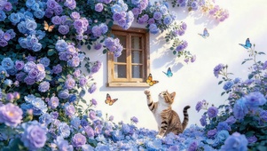 鲜花猫咪