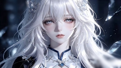 唯美星瞳白发少女