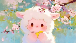 萌萌小羊粉色樱花的等待