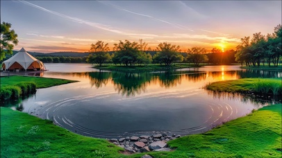 绿色护眼静谧的湖塘