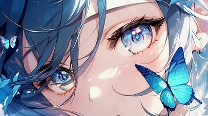 蓝发蝴蝶少女