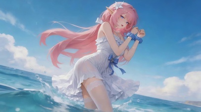 可爱大海上女孩