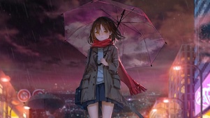 冬季雨天少女