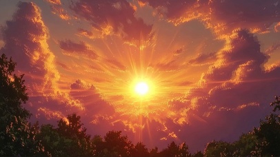 落日黄昏云层森林