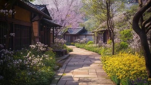 清新午后小镇静谧小路