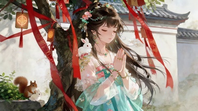 祈福的女孩