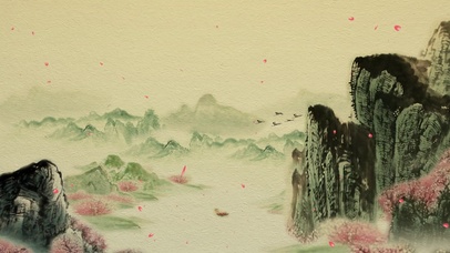 水墨系列-青山桃花-7