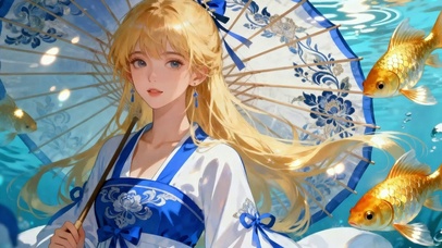 古风油纸伞金发美女
