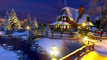 唯美冬日傍晚雪屋