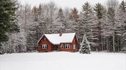 唯美的小屋雪景