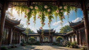 院子里的悠闲时光
