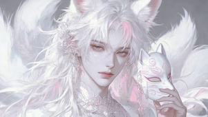 银发九尾白狐古风美男