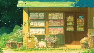 护眼绿景树木带鱼屏