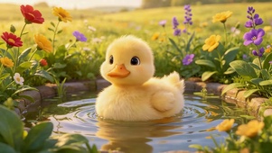 鲜花水潭小鸭