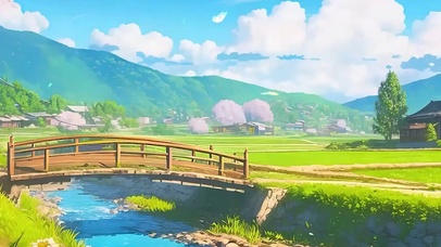 蓝天白云树木河流带鱼屏