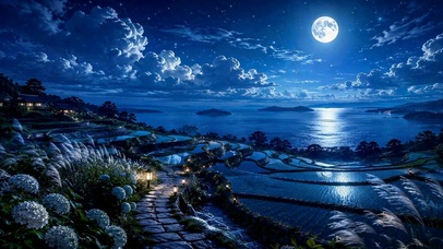 月夜海岸梯田