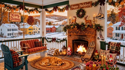 冬雪圣诞新年小镇