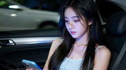 超写实失恋美女在车内黯然神伤