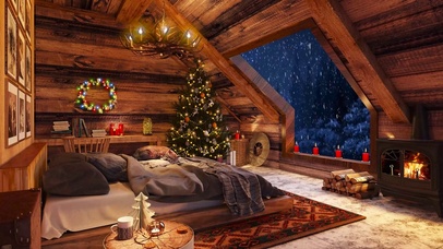 冬日雪天阁楼房间