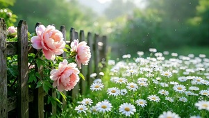 篱畔牡丹雏菊