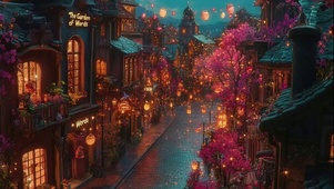 繁华静谧温馨小镇街道