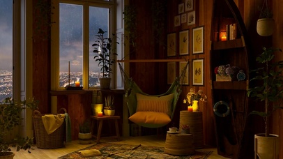 舒适的公寓雷雨声