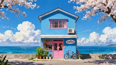 海边蓝色小房子