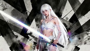 白发小蛮腰长剑纯欲科技水墨美人