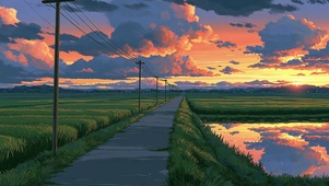 田野的晚霞4K
