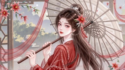 红衣古风清纯少女