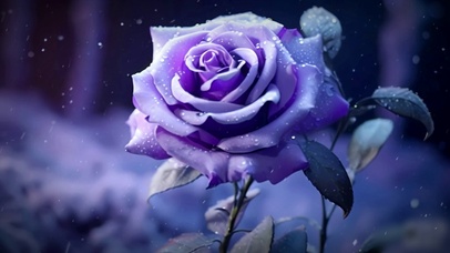 紫色雪中玫瑰