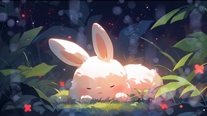 森林中休憩的兔子