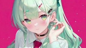 薄荷绿发动漫少女