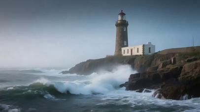汹涌海岛灯塔