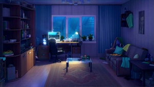 下雨天卧室
