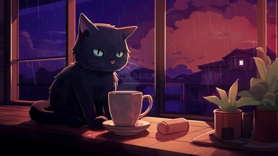雨夜黑猫